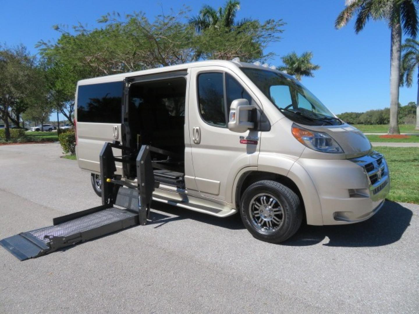 2016 Gold /Tan and Black Leather RAM Promaster (3C6TRVAG5GE) , located at 4301 Oak Circle #19, Boca Raton, FL, 33431, (954) 561-2499, 26.388861, -80.084038 - You are looking at a Gorgeous 2016 Ram Promaster Tempest X Handicap Wheelchair Conversion Van with 30K Original Miles, Lowered Floor, Dual Side Entry Doors, Power Passenger Side Entry Door, 750lb Braunability Wheelchair Lift, 4 Passenger Rear Power Bench Seat/Bed, Navigation, Rear Entertainment, Sur - Photo#44